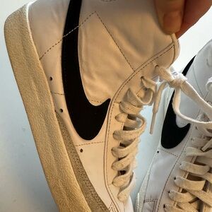 Nike White high-top Leather Sneakers with Black logo Detail